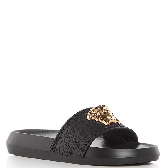 Versace La Medusa plaque logo monogram sandal slides flip flops NEW - Picture 2 of 9